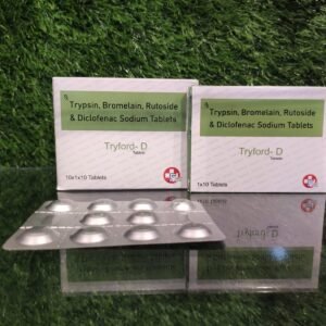 Trypsin 48 mg + bromelain 90 mg +rutoside 100 mg + diclofenac sodium 50 mg (anti-inflammatory & wound healing)