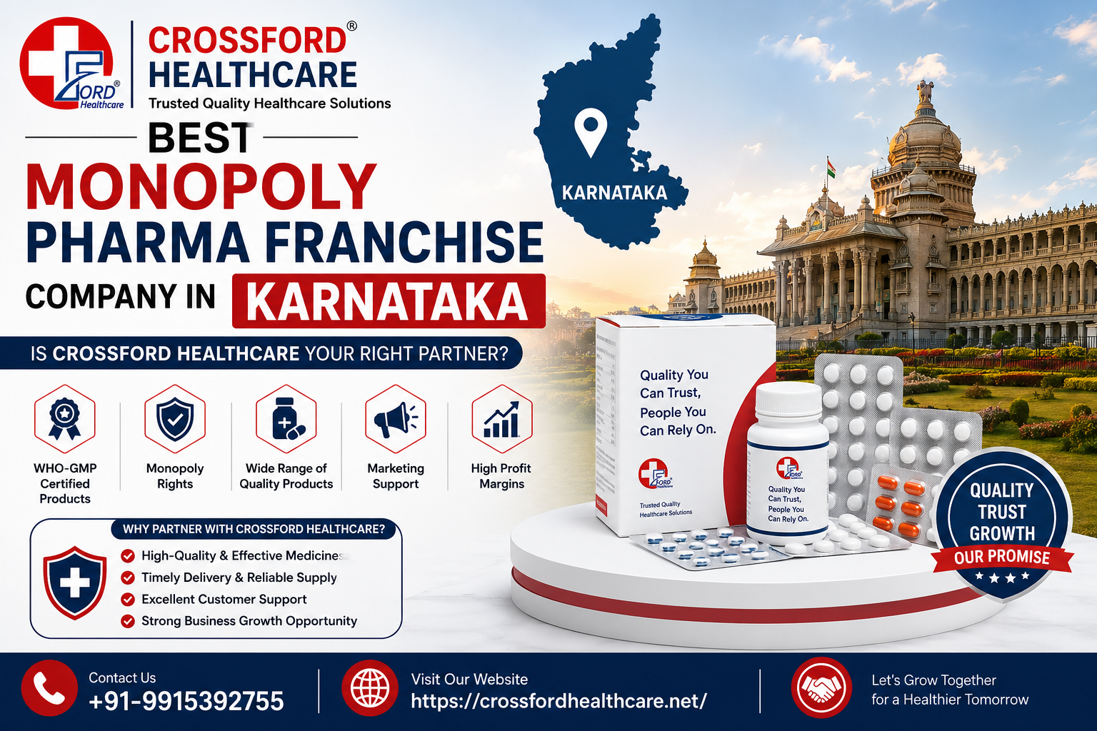 Best Monopoly Pharma Franchise Company in Karnataka is Crossford Healthcare