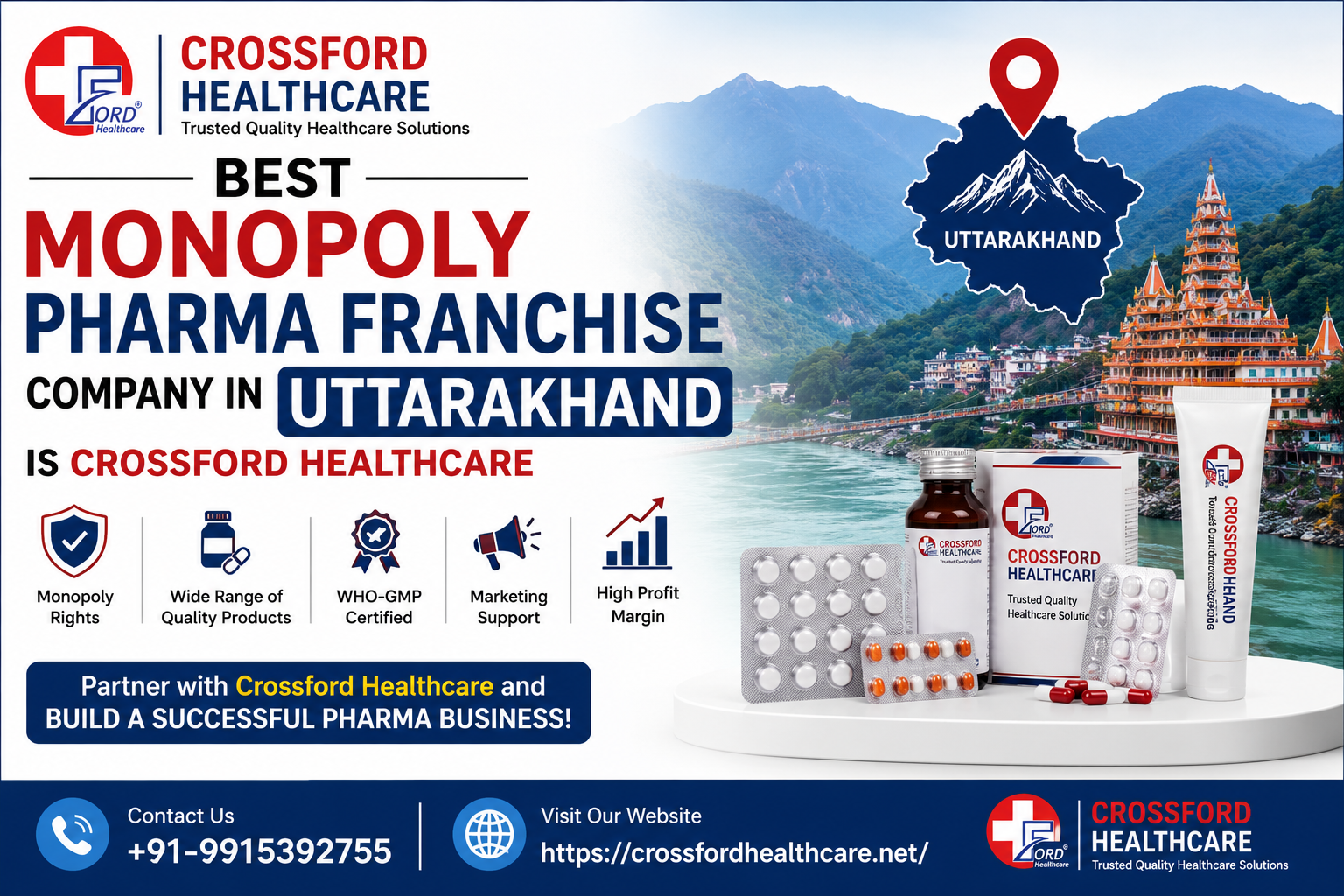 Best Monopoly Pharma Franchise Company in Uttarakhand is Crossford Healthcare