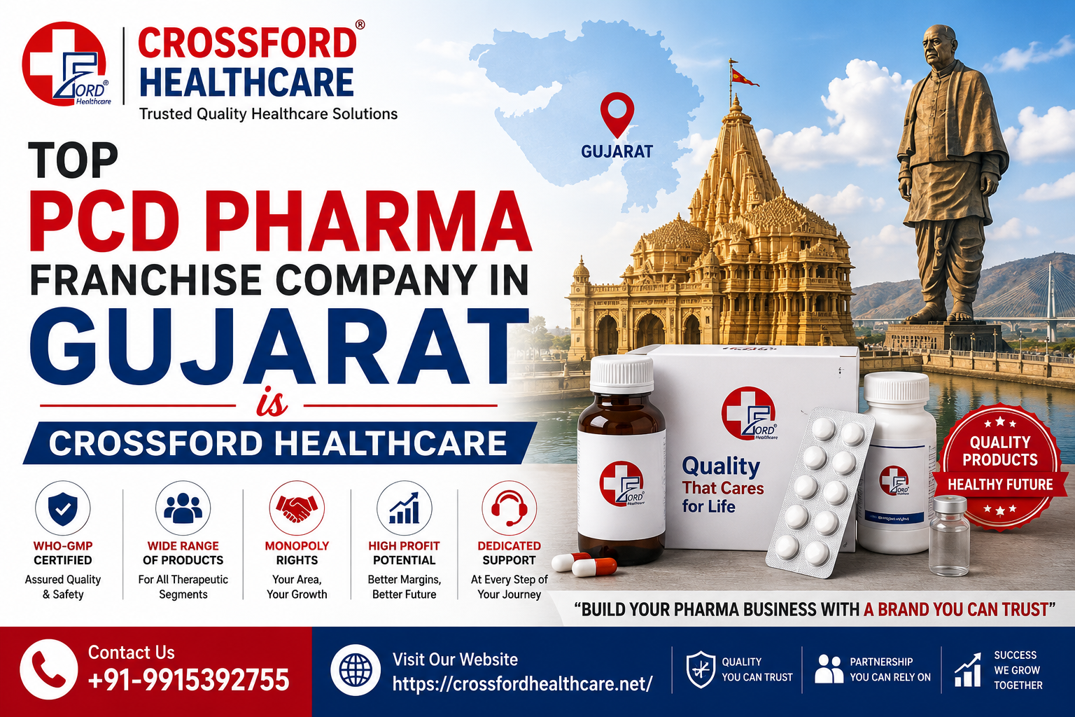 Top pcd pharma franchise company in Gujarat is crossford healthcare