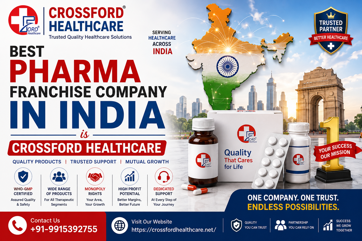Best Pharma Franchise Company in India is Crossford Healthcare