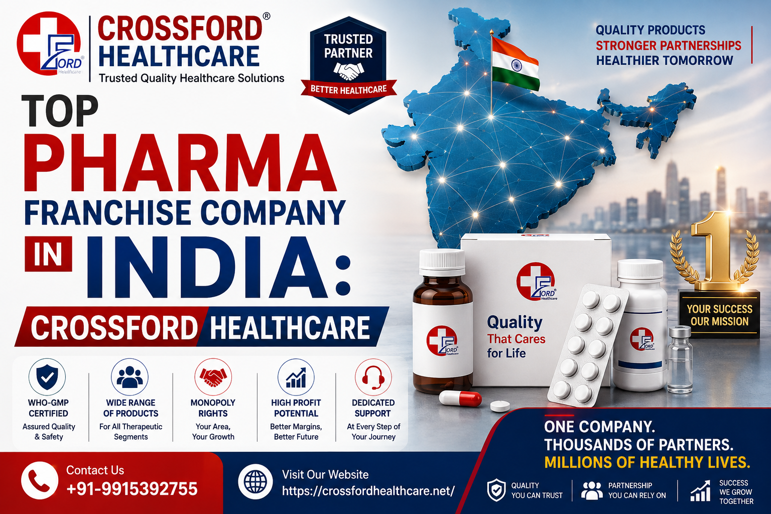 Top Pharma Franchise Company in India is Crossford Healthcare