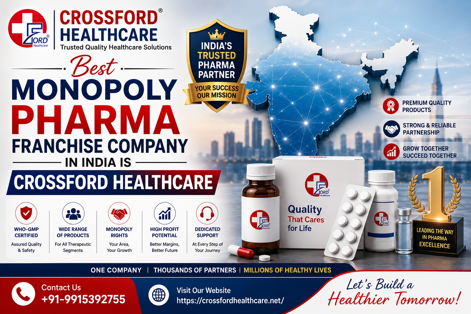 Best Monopoly Pharma Franchise Company in India is Crossford Healthcare