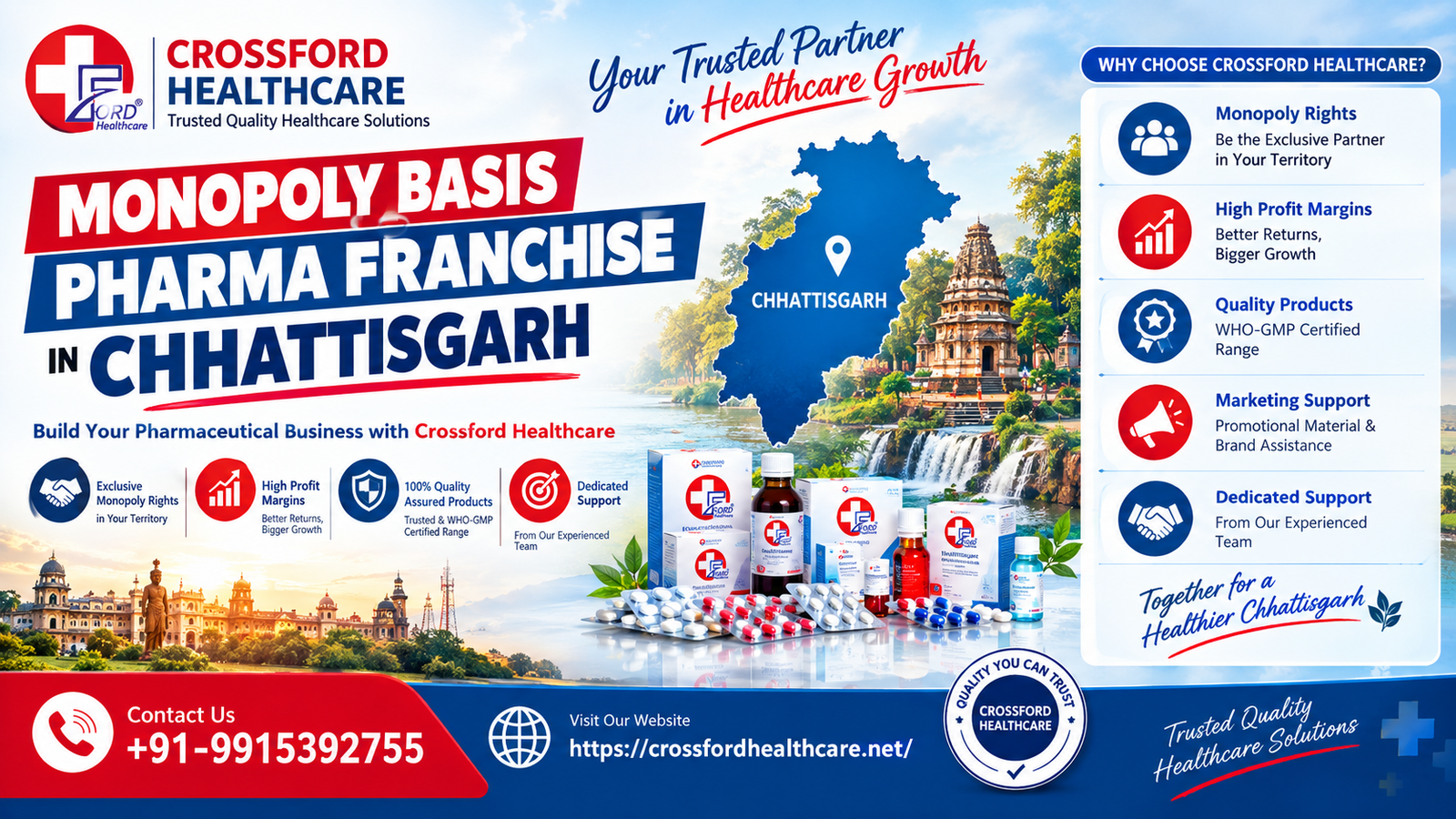 Monopoly Basis Pharma Franchise in Chhattisgarh Is Crossford Healthcare