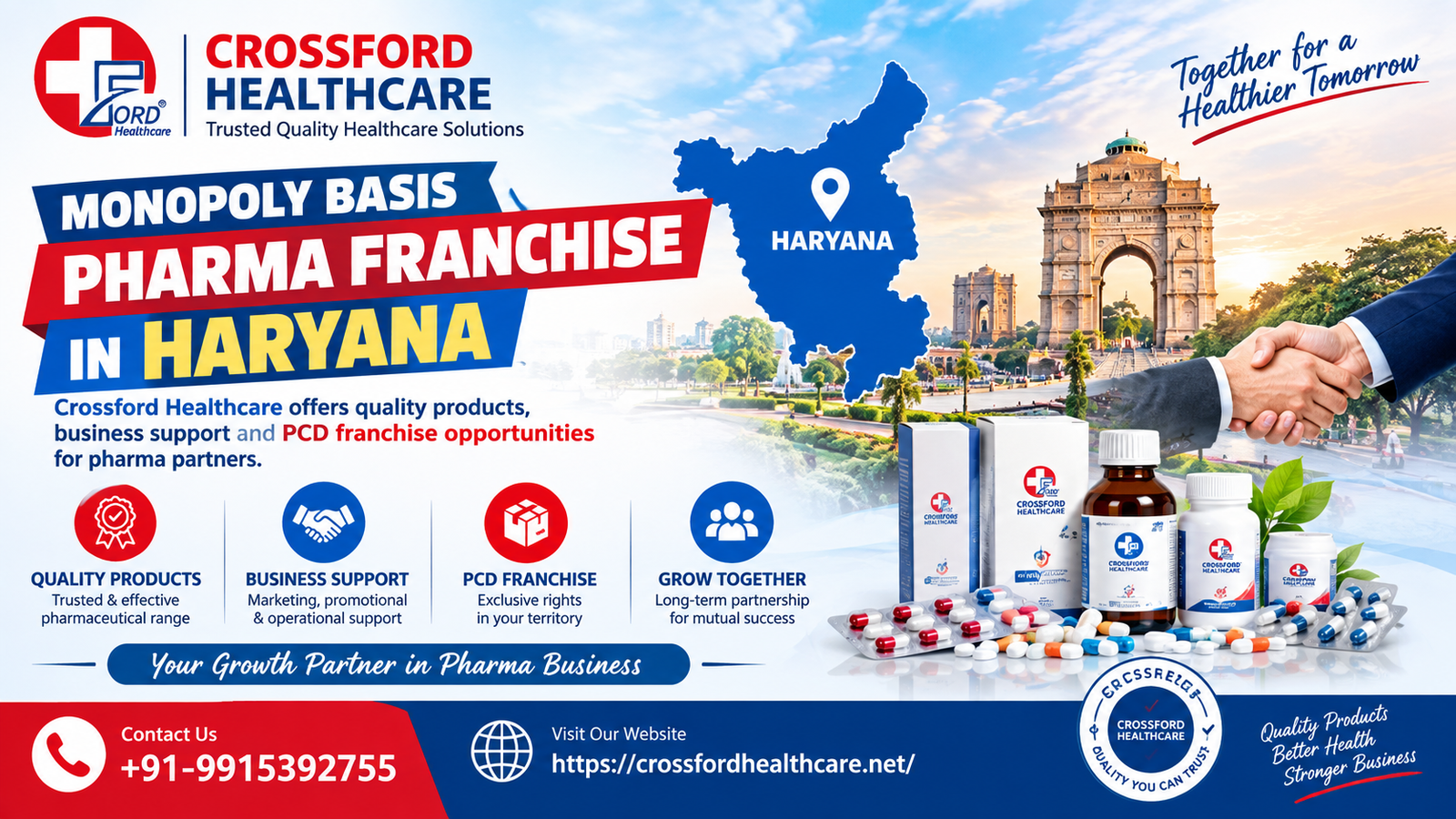 Monopoly Basis Pharma Franchise in Haryana Is Crossford Healthcare offers quality products, business support and PCD franchise opportunities for pharma partners.